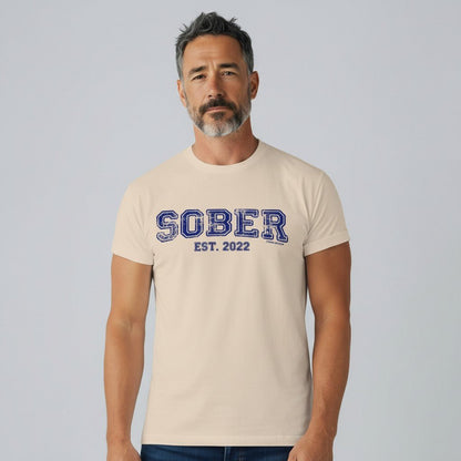 Men's Sober Est. Year T-Shirt w/ Personalized Sobriety Year
