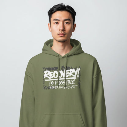 Recovery Hoodie | Men’s Recovery Is Possible Hoodie with Date