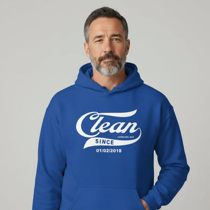 Recovery Hoodie | Men's Clean Since Hoodie with Custom Sobriety Date