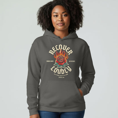 Recovery Hoodie | Recover Loudly Women’s Custom Sobriety Date