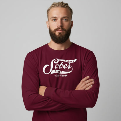 Men's Sober Since Long Sleeve T-shirt w/ Custom Sobriety Date