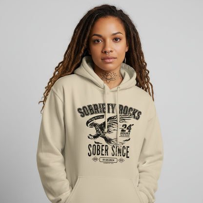 Sobriety Rocks | Women's Sober Since Hoodie with Custom Sobriety Date