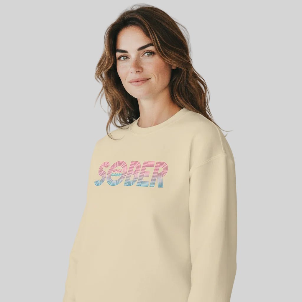 Retro Sobriety Date Sweatshirt – Personalized Sober Date