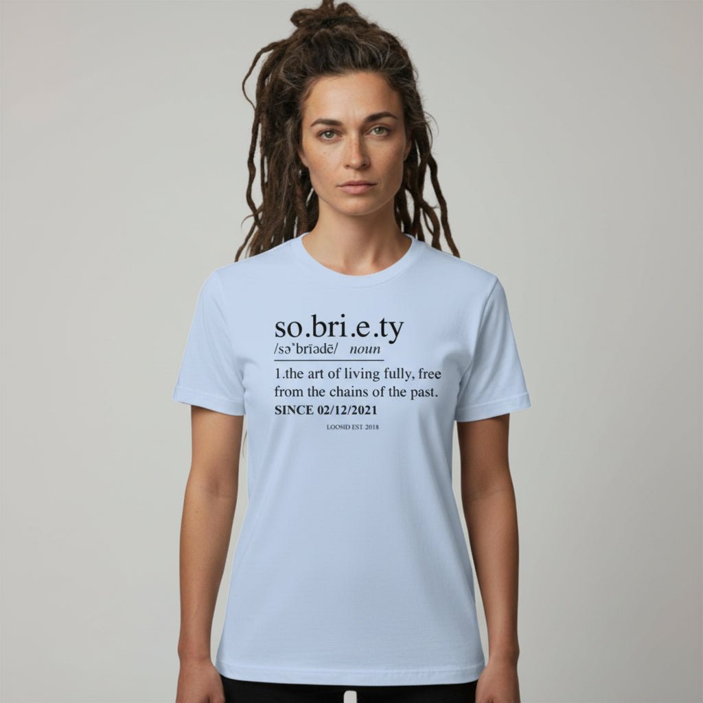 Sober T Shirt | Women's Sobriety Definition Tee with Custom Sober Date