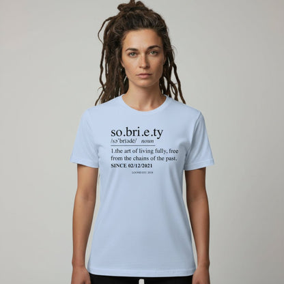 Sober T Shirt | Women's Sobriety Definition Tee with Custom Sober Date