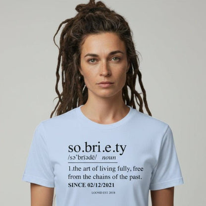Sober T Shirt | Women's Sobriety Definition Tee with Custom Sober Date