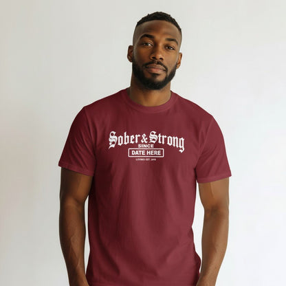 Sober T Shirt | Men’s Old School Tee with Personalized Sobriety Date