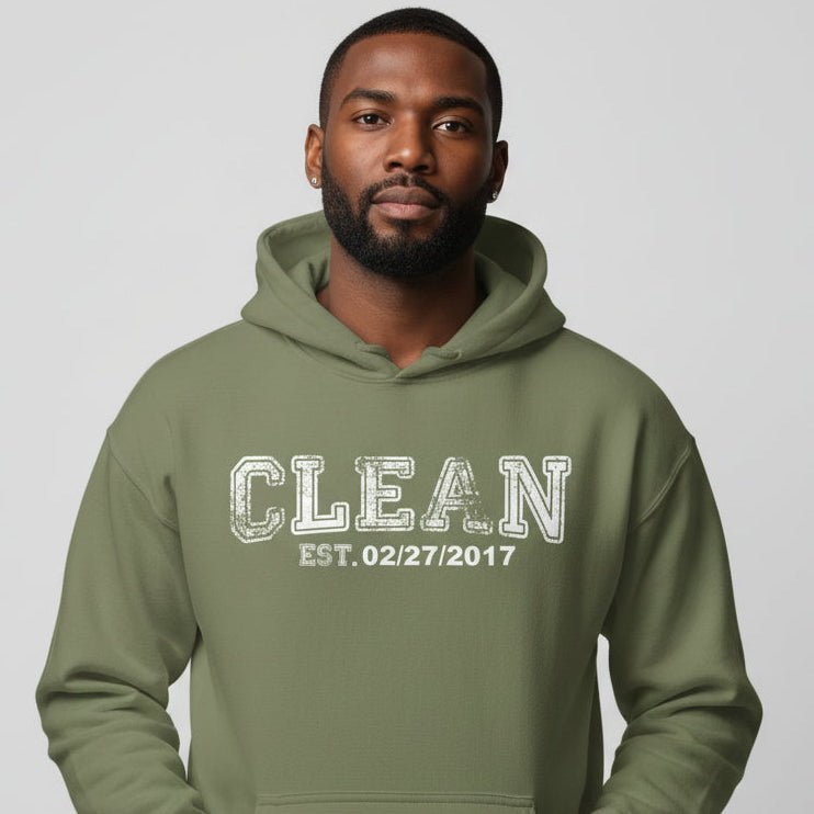 Clean Collegiate Hoodie W/ Personalize Recovery Date