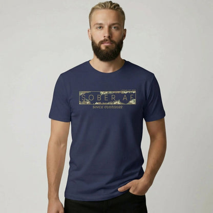 Sober T Shirt | Men’s Sober AF Camo Tee with Personalized Date