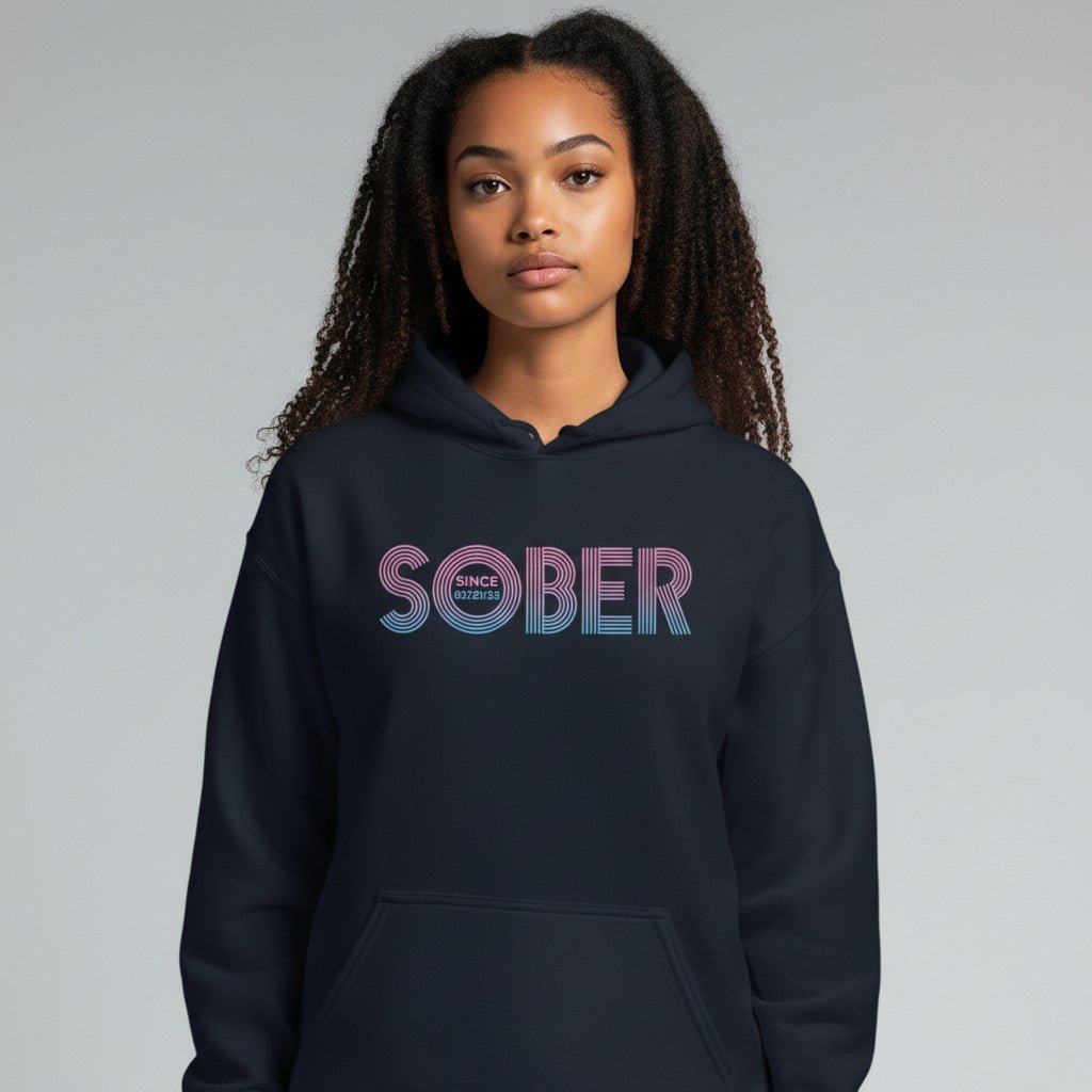 Recovery Hoodie | Retro Sobriety Date Hoodie with Personalized Date