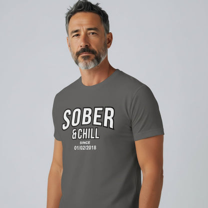 Sober and Chill Unisex T-Shirt w/ Personalized Sober Date