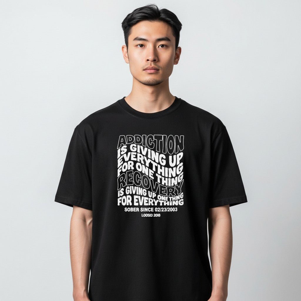 Recovery T-shirt | Men's Addiction is Giving up T-shirt with Personalized Date