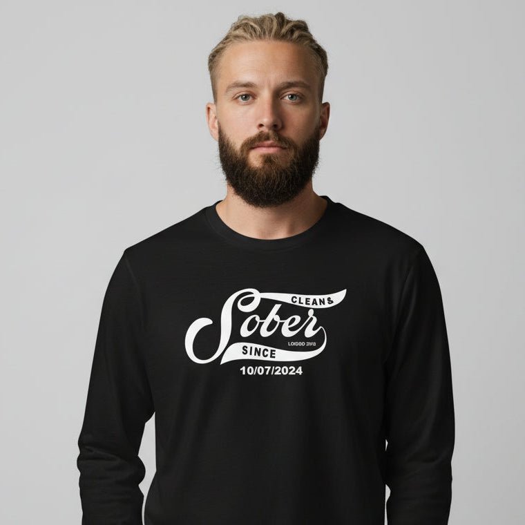 Men's Sober Since Long Sleeve T-shirt w/ Custom Sobriety Date
