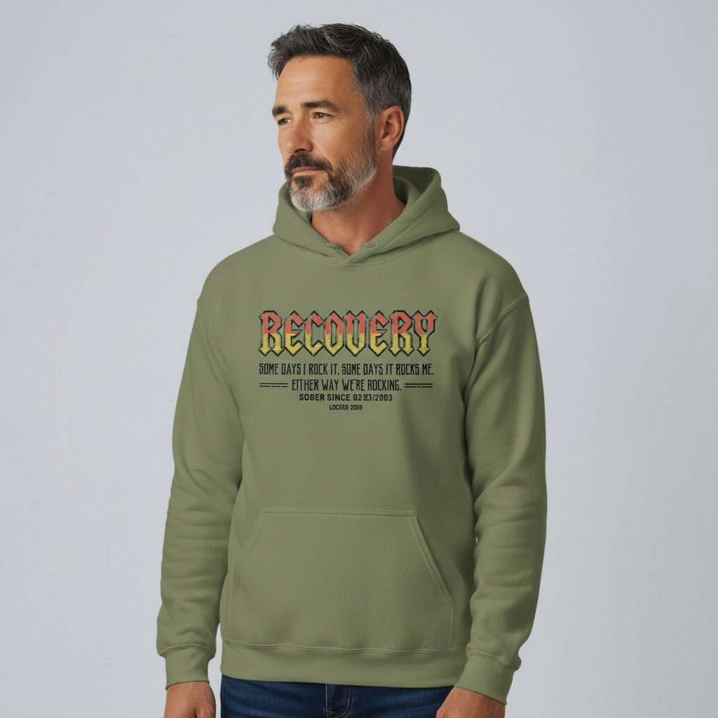 Recovery Hoodie | Men's Recovery Rock Hoodie with Personalized Date