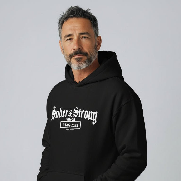 Recovery Hoodie | Unisex Old School Sober Hoodie with Custom Date