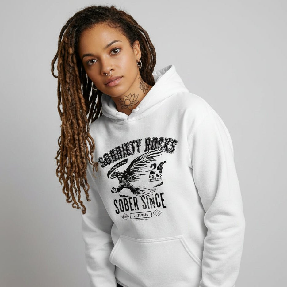 Sobriety Rocks | Women's Sober Since Hoodie with Custom Sobriety Date