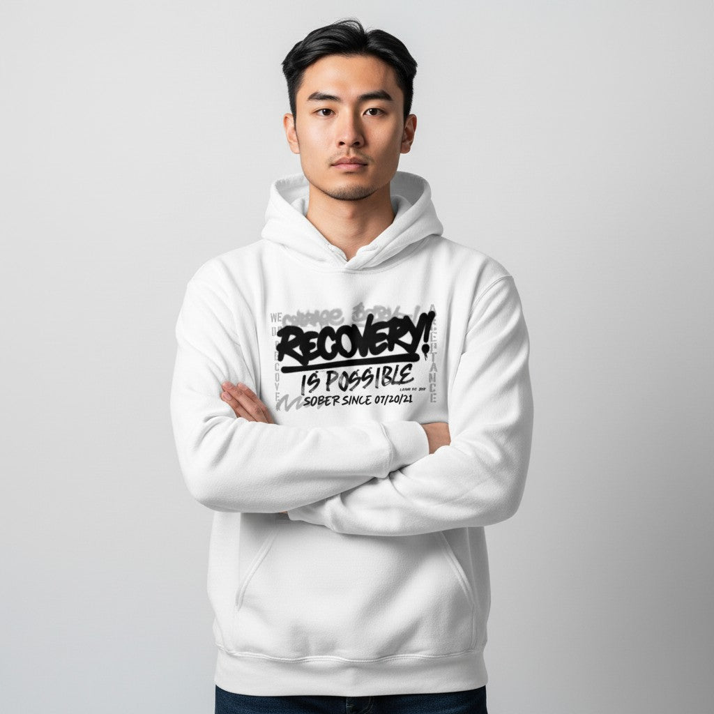 Recovery Hoodie | Men’s Recovery Is Possible Hoodie with Date