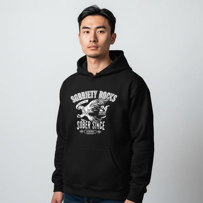 Sobriety Rocks | Men's Sober Since Hoodie with Custom Sobriety Date