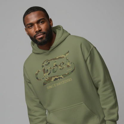 Recovery Hoodie | Sober Since Camo Hoodie with Personalized Date