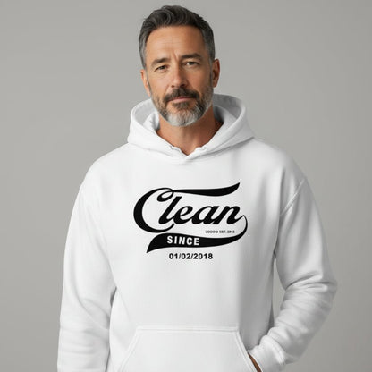 Recovery Hoodie | Men's Clean Since Hoodie with Custom Sobriety Date
