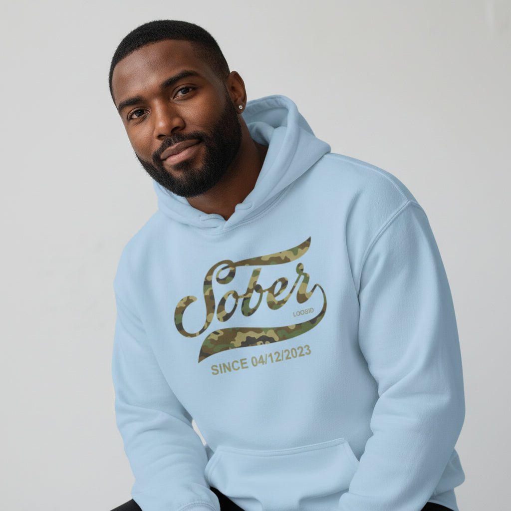Recovery Hoodie | Sober Since Camo Hoodie with Personalized Date