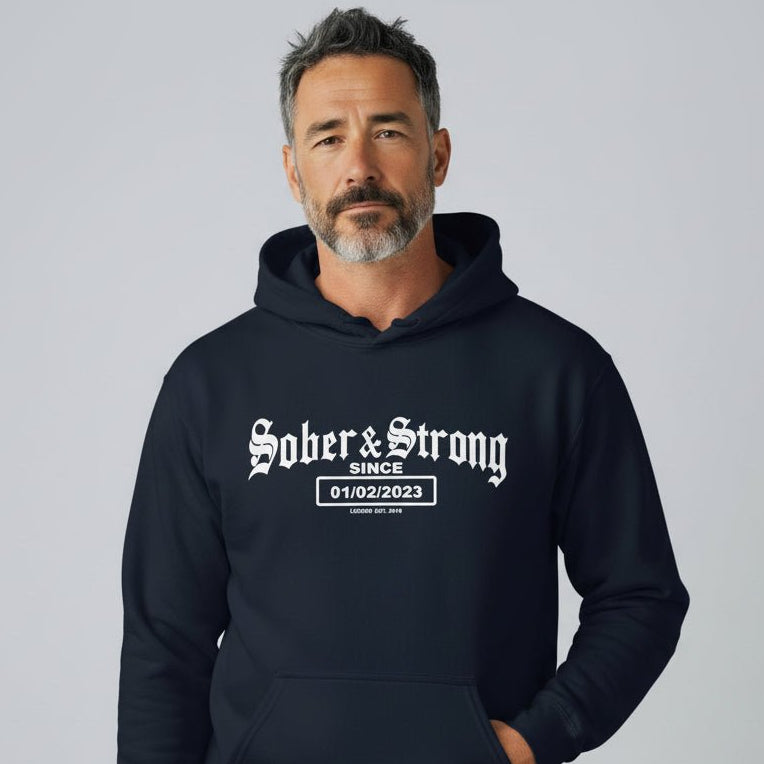 Recovery Hoodie | Unisex Old School Sober Hoodie with Custom Date