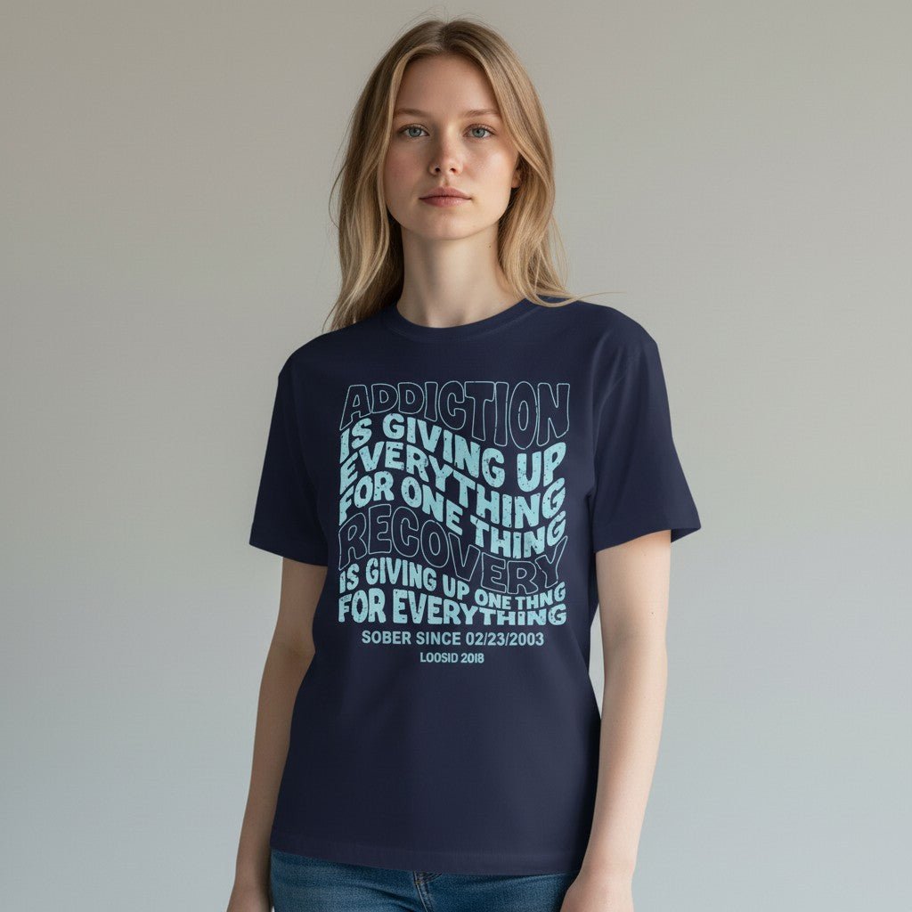 Recovery T-shirt | Men's Addiction is Giving up T-shirt with Personalized Date