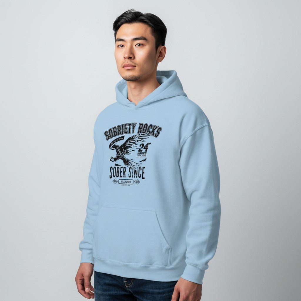 Sobriety Rocks | Men's Sober Since Hoodie with Custom Sobriety Date