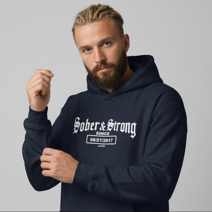 Recovery Hoodie | Men's Sober & Strong Old School with Custom Date