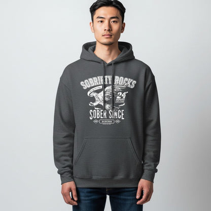 Sobriety Rocks | Men's Sober Since Hoodie with Custom Sobriety Date