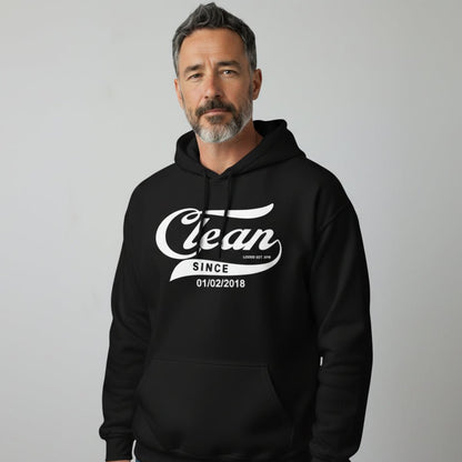 Recovery Hoodie | Men's Clean Since Hoodie with Custom Sobriety Date