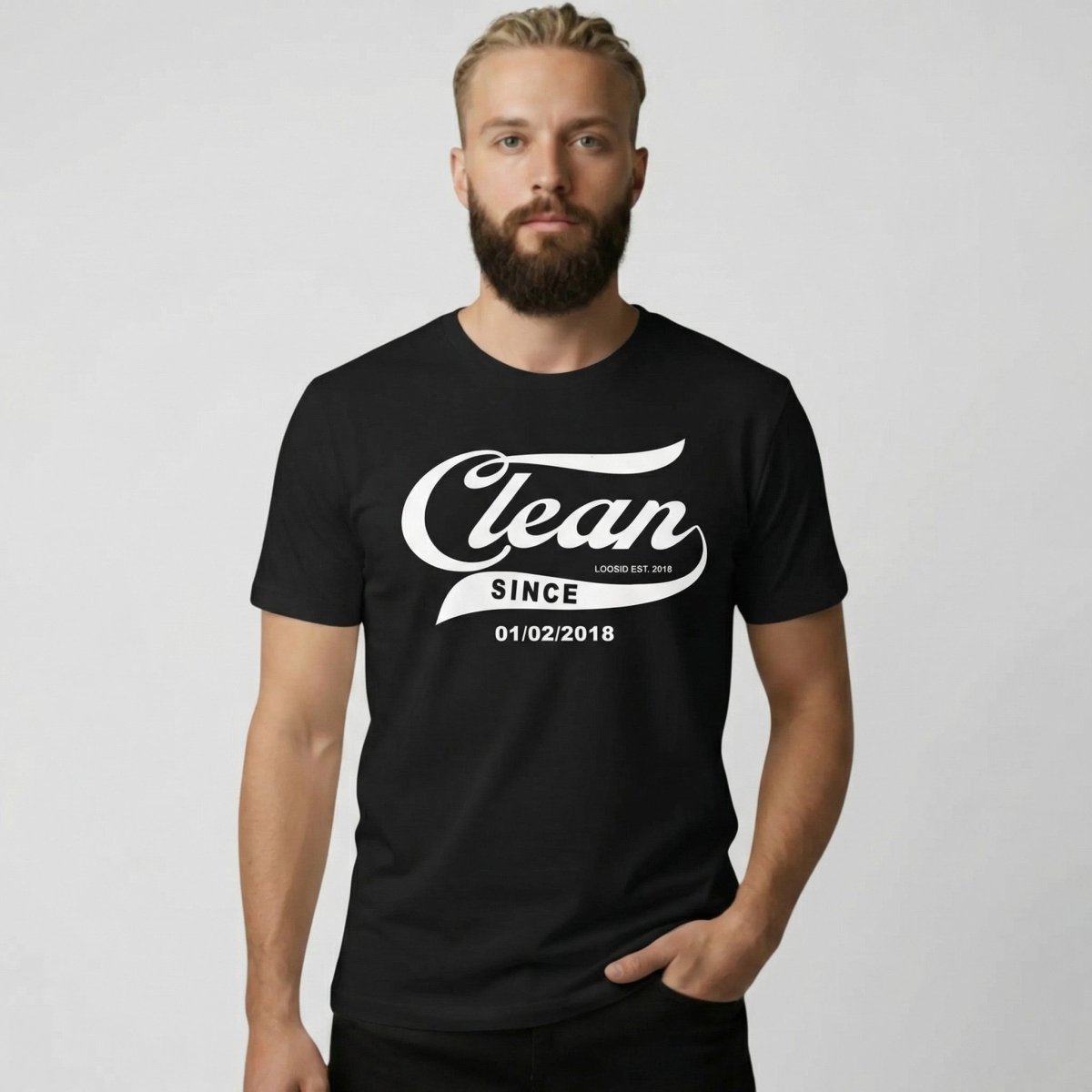 Clean Since Sober T Shirt back view (view 7)
