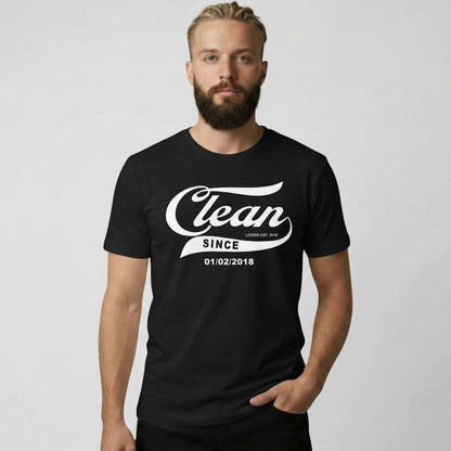 Clean Since Sober T Shirt back view (view 7)