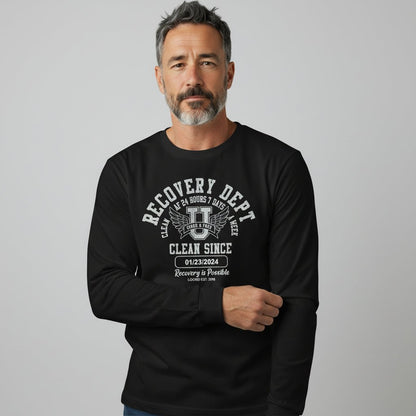 Recovery Dept Clean AF 24 7 Long Sleeve Sober T Shirt side view (view 6)