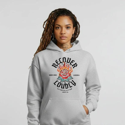 Recovery Hoodie | Recover Loudly Custom Sobriety Date Unisex Hoodie