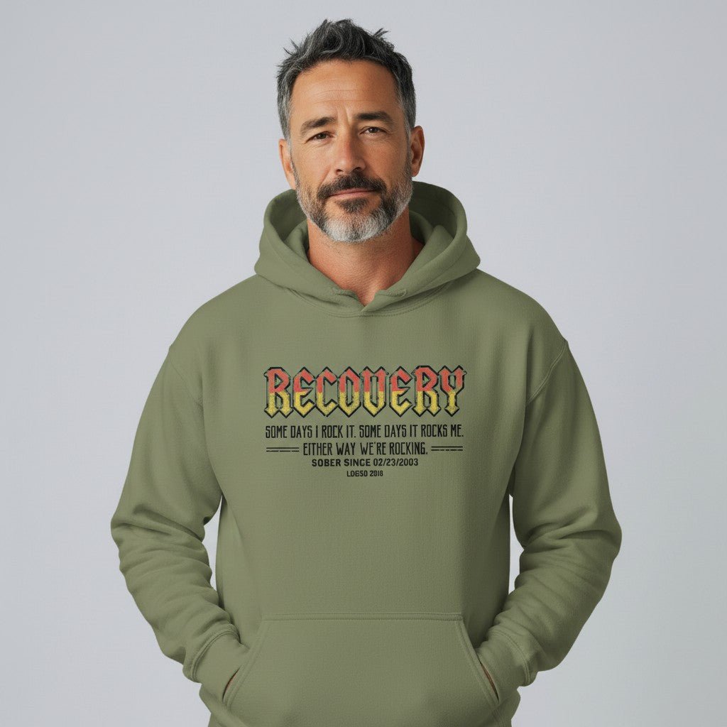 Recovery Hoodie | Men's Recovery Rock Hoodie with Personalized Date