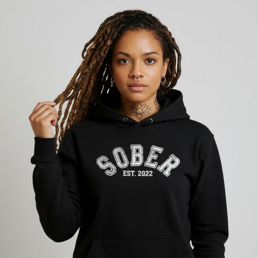 Women's Sober Est. Hoodie w/ Personalized Sobriety Year Hoodie
