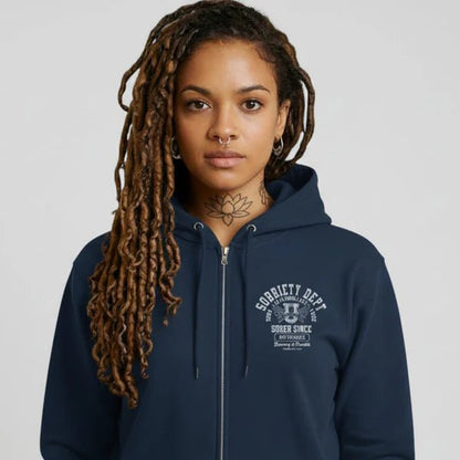 Sobriety Dept Zip Recovery Hoodie side view (view 6)