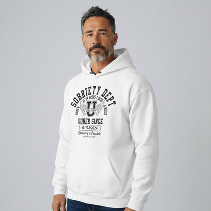 Recovery Hoodie | Sobriety Dept Hoodie with Custom Sobriety Date