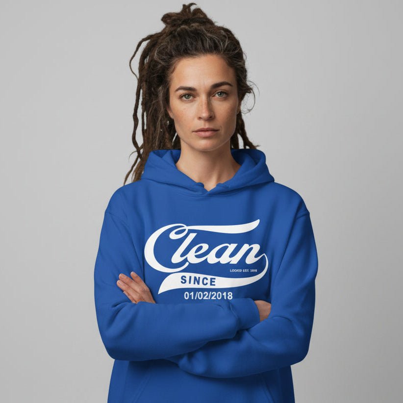 Clean Since Hoodie with Date Recovery Hoodie graphic detail (view 34)