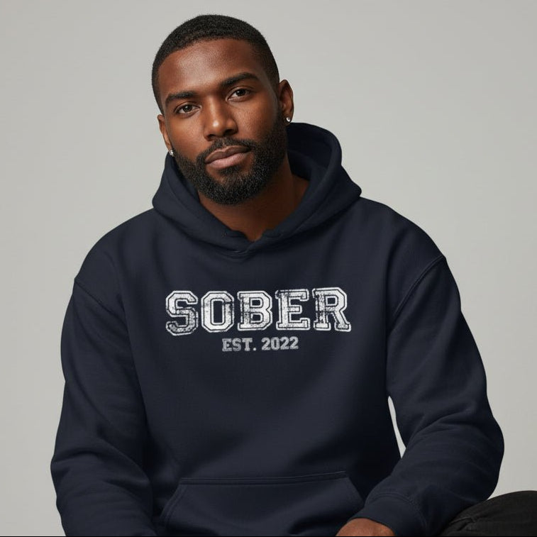 Men's Sober Est. Hoodie w/ Personalized Sobriety Year