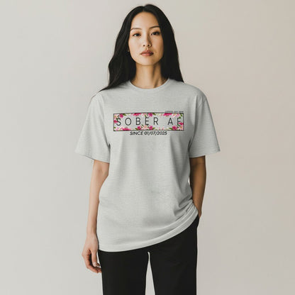 Sober T Shirt | Women’s Sober AF Tee with Custom Sobriety Date in Pastel Colors