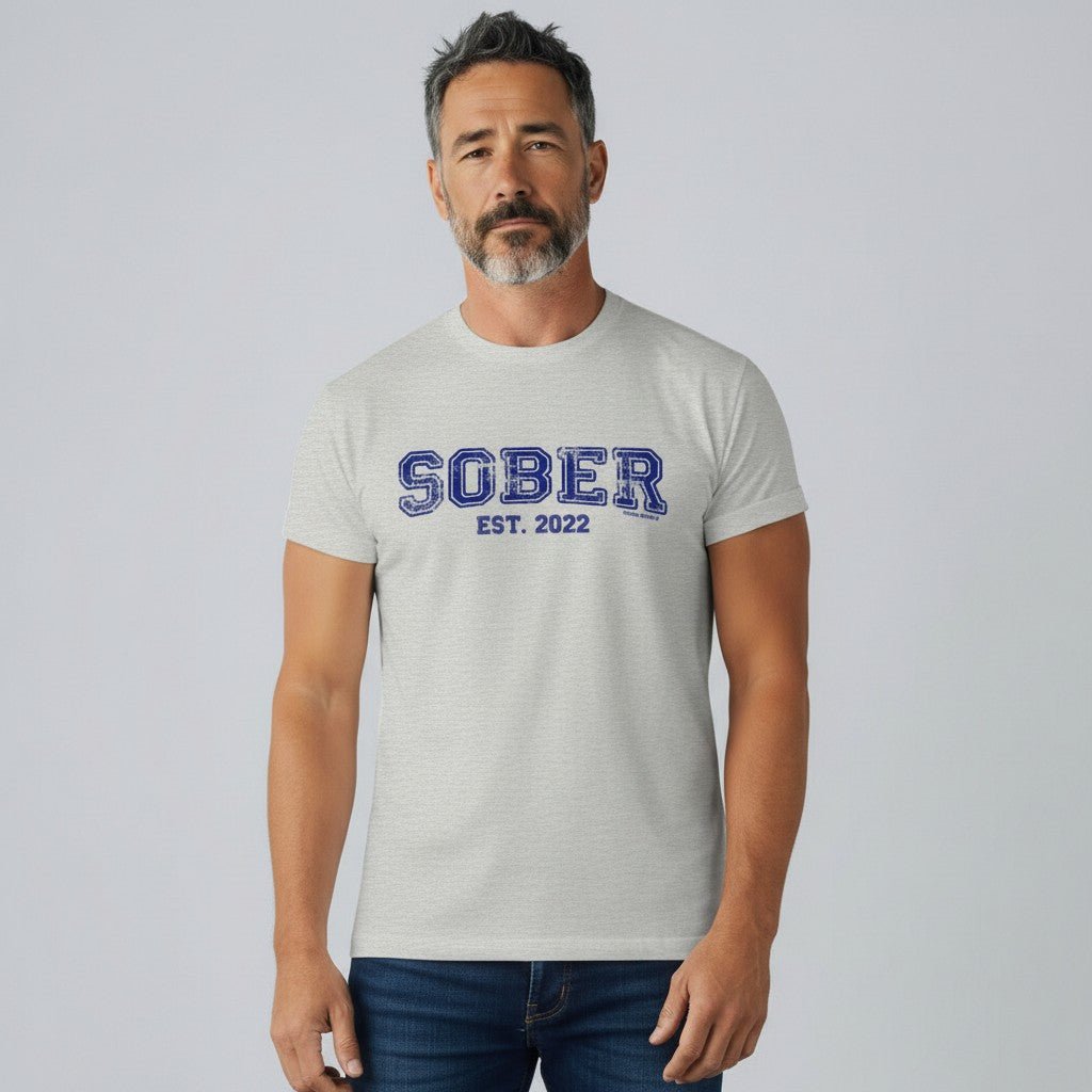 Men's Sober Est. Year T-Shirt w/ Personalized Sobriety Year