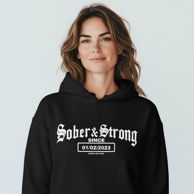 Recovery Hoodie | Unisex Old School Sober Hoodie with Custom Date