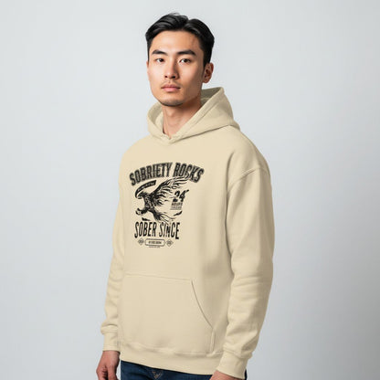 Sobriety Rocks | Men's Sober Since Hoodie with Custom Sobriety Date