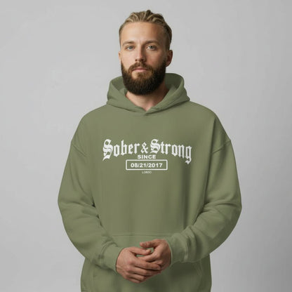 Recovery Hoodie | Men's Sober & Strong Old School with Custom Date