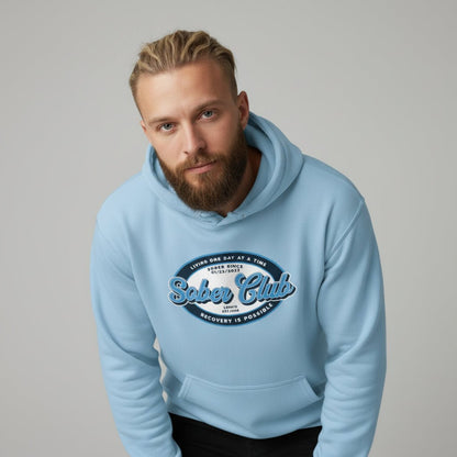 Sober Club Badge Unisex Hoodie with Custom Sobriety Date