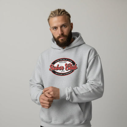 Sober Club Badge Unisex Hoodie with Custom Sobriety Date