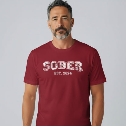 Men's Sober Est. Year T-Shirt w/ Personalized Sobriety Year