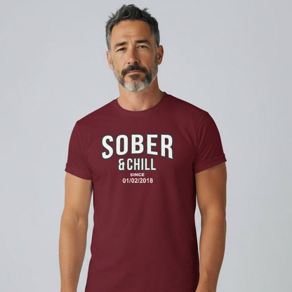Sober and Chill Unisex T-Shirt w/ Personalized Sober Date
